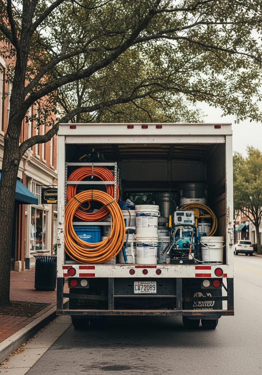 North Carolina delivery team with truck loaded for routes across Piedmont, mountain, and coastal regions.
